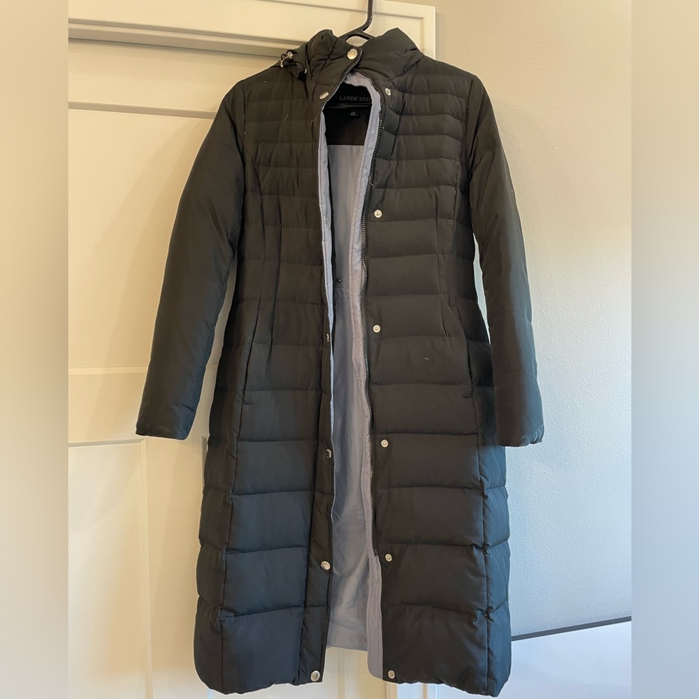 Women’s XS Black Land’s End Down Winter Coat